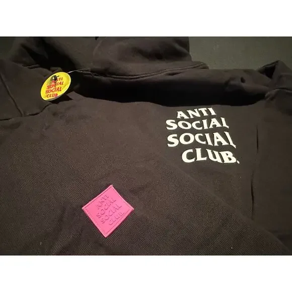 NWT Designer Anti Social Social Club Black Pull-over Hoodie Size M Unisex Design